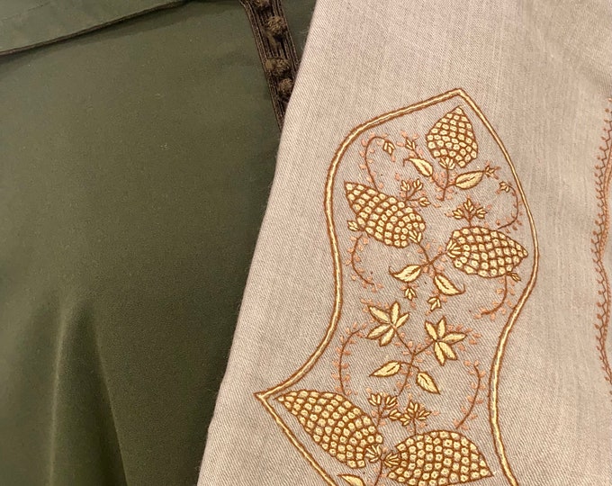 Zayn Sandala Hand Embroidered Wool Shawl - Two-Tone Hazel