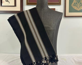 Habirah Yemeni Cotton Shawl - Heavy Weight - Black No 4