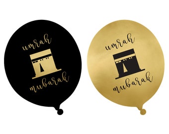 Umrah Party Balloons (10Pk) - Black And Gold | Party Balloons Pack | Balloon Decorations | Umrah Decorations | Umrah Gifts |