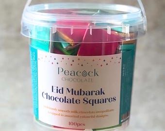 Eid Chocolate Squares Wanne 100er - Buntes Teilen Schokoladenfolie Verpackung Geschenk Bundle Teilen Wanne Großhandel Schokolade Gastronomie Großschokolade