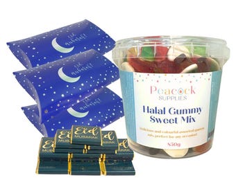 Eid Party Favours Bundle with Filler (10pk) - Halal Sweets and Milk Chocolate Gifts for Party Favours Party Treat Box Party Treat Boxes