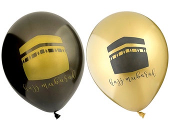 Hajj Party Balloons 10pk - Black & Gold Hajj Mubarak Balloon Set Decorations Hajj Balloon Kaaba Decor Hajj Gift Hajj Mubarak Decor Hajj Card