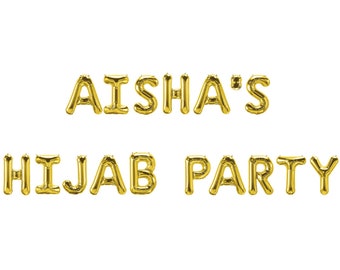 Personalised Name Hijab Party Foil Balloons | Personalised Balloons | Hijab Party | Custom Balloons | Name Balloon | Personalized