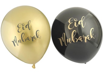 Eid Party Balloons 10pk Black & Gold - Eid Party Balloons Set Eid Decorations Eid Mubarak Islamic Decor Eid Gift Eid Foil Balloons Eid Decor