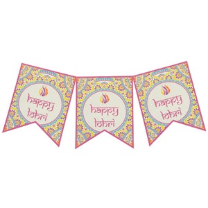 Bannière de fête Happy Lohri - Fête Lohri colorée Cadeaux Lohri Décoration Lohri Décoration Lohri Mon premier 1er Lohri Récolte indienne Lohri Signe Lohri