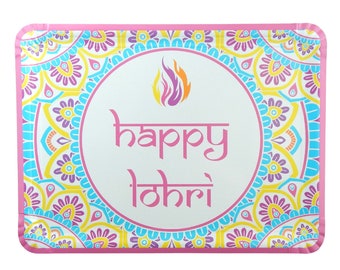 Happy Lohri Serving Trays (3pk) - Multicolour | Lohri Decorations | Lohri Gifts | Lohri Decor | Lohri Party | First Lohri | 1st Lohri