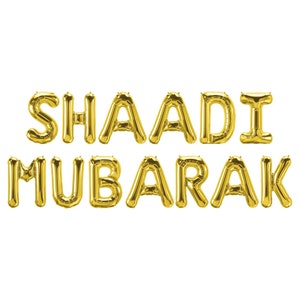 Shaadi Mubarak Folienballons - Set Hochzeitsdeko Desi Hochzeitsgeschenke Team Braut Geschenk Dulhan Brautparty Deko Hochzeitsgeschenke für Braut