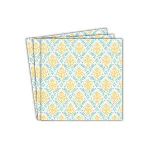 Damask Party Paper Napkins (20pk) - Yellow Party Napkins Party Tableware Decorations Party Decor Party Bags Treat Party Favours Party Sign