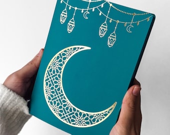 Eid Treat Card with Halal Sweets and Chocolate – Emerald Green Moon & Lanterns Eid Gift Postal Treat Halal Gifts Letterbox Gifts for Muslims