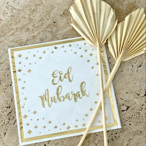 Eid Mubarak Napkins 20pk - Cream & Gold Tableware Eid Party Decor Islamic Iftar Decor Plates Eid Napkins Eid Cups Gift Eid Mubarak Decor Set
