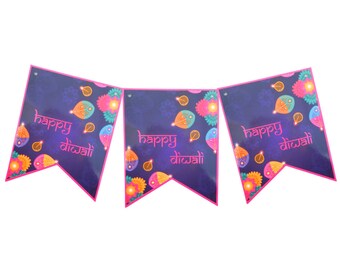 Happy Diwali Banner - Purple & Pink Diwali Decorations Diya Diwali Gifts Decor Diwali Party Diwali Sign Festival of Light Diwali Hamper