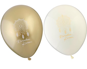 Ramadan Kareem Party Luftballons 10er-Set - Weiß & Gold Iftar Party Luftballons Set Ramadan Dekorationen Islamische Dekoration Ramadan Mubarak Geschenk Ramadan