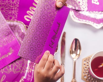 Eid Mubarak geld enveloppen 10 stuks - paarse en gouden Eid Money portemonnee Eid Gift Islamitisch decor Eid Mubarak Eid Gift Eid gunsten Feestdecoraties
