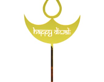 Happy Diwali Cake Toppers 5pk - Diwali Decorations Diya Diwali Gift Diwali Decor Diwali Party Diwali Sign Festival of Lights Diwali Hamper