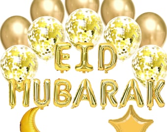 Balloon Bundle Eid Mubarak Party Balloons Set - Eid Party Decorations Eid Decor Islamic Decor Eid Gift Eid Foil Balloons Eid Mubarak Decor