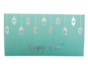 Happy Eid Money Envelopes 10pk - Teal & Iridescent Eid Money Wallet Eidi Gift Islamic Gift Eid Mubarak Eid Gift Favours Eid Party Decoration