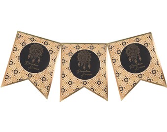 Ramadan Kareem Party Banner - Schwarz & Gold Iftar Party Banner Set Ramadan Dekorationen Eid Ramadan Mubarak Geschenke Ramadan Geschenk Islamisches Dekor
