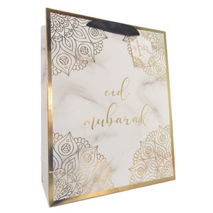 Eid Gift Bag Marble & Gold - Large Eid Gift Bag Eid Decor Eid Mubarak Eid Party Eid Favours Islamic Muslim Ramadan Decor Ramadan Gift