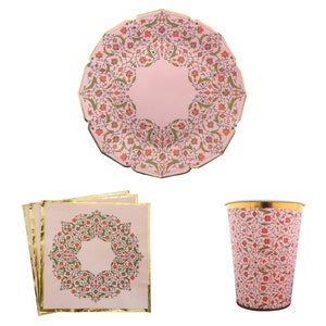 Paquete de fiesta persa - Decoración floral rosa para fiesta, decoración persa, fiesta de jardín de Año Nuevo persa, té de la tarde, bolsas de recuerdos de fiesta vintage, letrero de fiesta