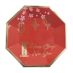 Piatti per feste di capodanno cinese 10pz - Rosso e oro Capodanno lunare Decorazione cinese Festa di capodanno Decorazione cinese Zodiaco Anno lunare cinese