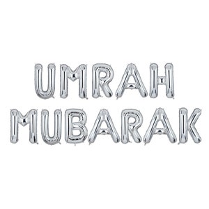 Umrah Mubarak Foil Balloons Umrah Decorations Umrah Party Umrah Gifts Umrah Decor Silver