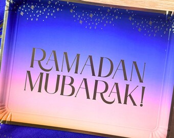 Ramadan Mubarak Serving Trays 3pk - Purple & Gold Ramadan Serving Trays Islamic Decor Iftar Party Favours Ramadan Tableware Ramadan Gifts