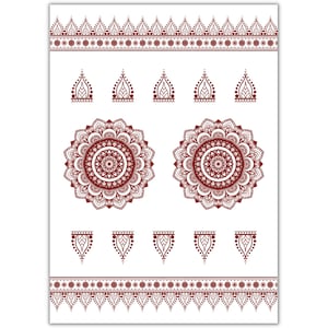 Henna Mehndi Tattoo Sheet - Paisley Mandala Temporary Tattoo Sheet Easy To Apply Mehndi Henna Ceremony Mendhi Mayoun Party Chaand Raat Ideas