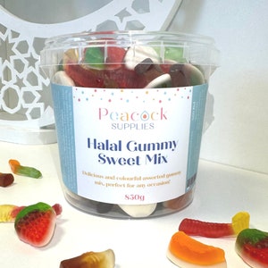 Halal Gummy Sweet Mix Tub 850g - Halal Sweets Sharing Tub Bundle Gift Halal Jelly Eid Gifts Ramadan Muslim Gifts Wholesale Bulk Halal Sweets