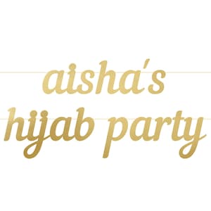 Gepersonaliseerde naam hijab feestbrief banner - aangepaste banners Gepersonaliseerde hijab feestdecoraties Hijab feestbord hijab feestuitnodigingen