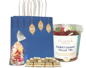 Gold Laternen Leckerli Beutel Bundle (10pk) - Navy - Halal Süßigkeiten und Milchschokolade Geschenke für Party Favors Party Leckerei Taschen Party Taschen