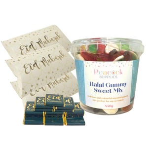Eid Party Favours Bundle with Filler (10pk) - Halal Sweets and Milk Chocolate Gifts for Party Favours Party Treat Box Party Treat Boxes