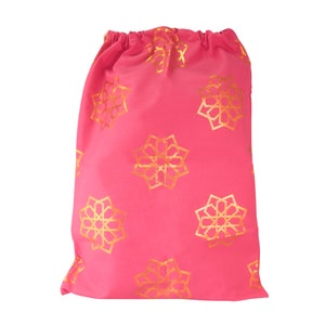 Luxury Eid Sack Pink & Gold - Foiled Gift Sack for Presents Eid Gifts Islamic Toys Ramadan Gift Islamic Gift Set for Muslim Girls Eid Decor