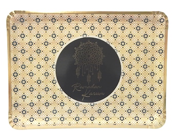 Ramadan Kareem Serving Trays 3pk - Black & Gold Ramadan Serving Trays Islamic Decor Iftar Party Favours Ramadan Tableware Ramadan Gifts