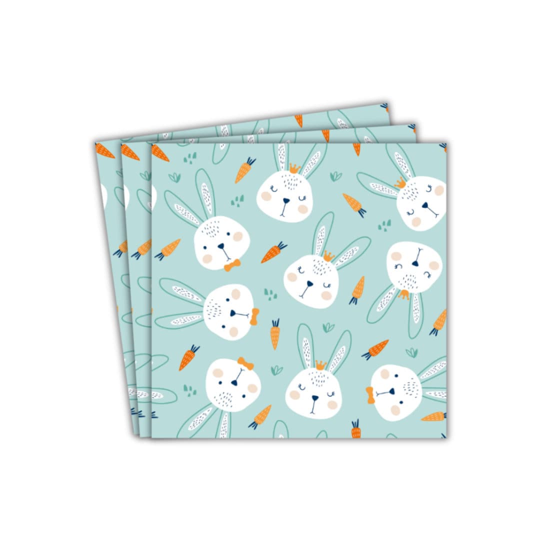 Tovaglioli Di Pasqua A Forma Di Coniglietto - 20 Pezzi, Verde, Decorazione Festa Bambini, Motivo Uova - Foto 5