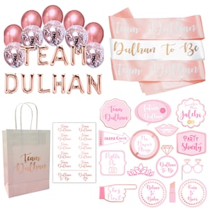 Dulhan Shower Bridal Party Kit - Team Bride Dulhan Bridal Shower Hen Party Photo Prop Bridal Party Kit Desi Wedding Gift for Bridesmaid Gift