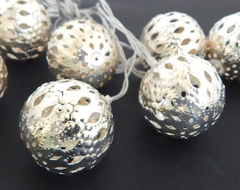 Ball Fairy Lights Silver - 1.6m Ball Fairy Lights Moroccan Style Lights Ramadan Decor Eid Decor Eid Party Decor Eid Mubarak Gift Ramadan
