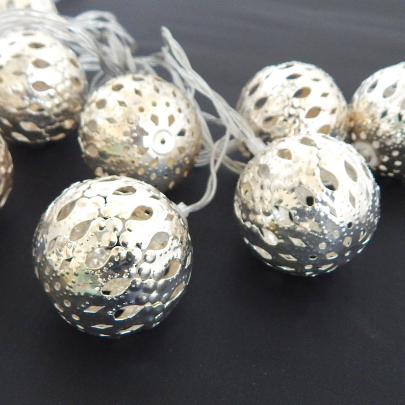 Ball Fairy Lights Silver 1.6m Ball Fairy Lights Moroccan Style Lights Ramadan Decor Eid Decor Eid Party Decor Eid Mubarak Gift Ramadan Gift