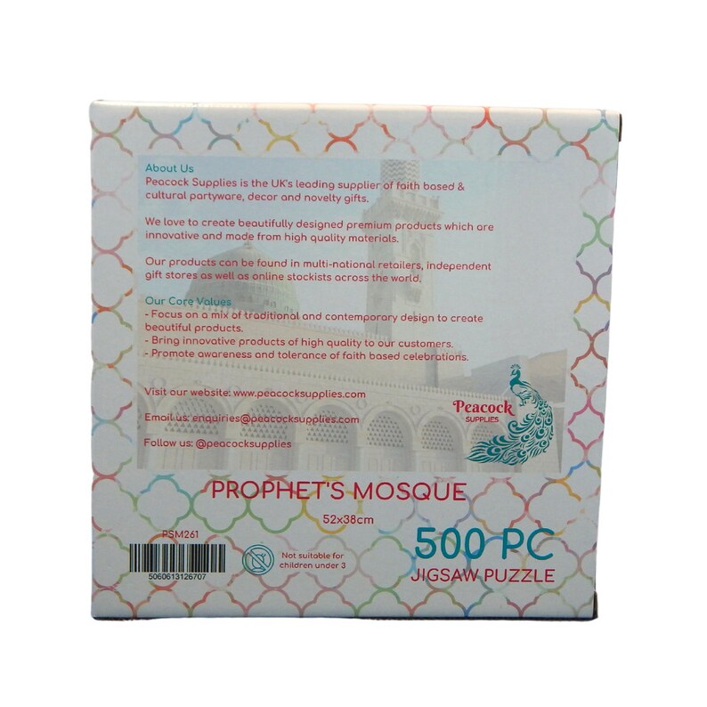 Prophet's Mosque Jigsaw Puzzle 500pcs Kaaba Mosque Jigsaw Game Islamic Gifts for Muslim Kids Ramadan Eid Gift Ideas Muslim Family Game Night