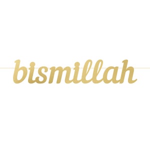 Bismillah Carta Banner-Alcorão Bismillah Mubarak Decoração de festa Conjunto de festa Bismillah Party Qaidah Party Alcorão Conclusão Presente islâmico Ameen