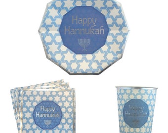 Hanukkah Party Pack - Blue & Silver | Hannukah Party | Hanukkah Decorations | Hanukkah Menorah | Hanukkah Gifts | Hanukkah Decor