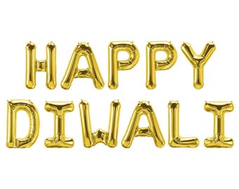 Happy Diwali Foil Balloons - Diwali Banner Decorations Diya Diwali Gifts Decor Diwali Party Diwali Sign Festival of Light Diwali Hamper Set