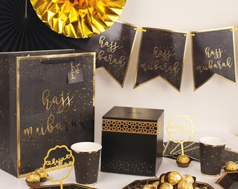 Hajj Mubarak Gift Bag - Black & Gold Hajj Gift Hajj Party Decor Hajj Mubarak Gift Mug and Hajj Mubarak Decor Hajj Duas for Hajj Card Umrah