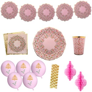 Fiesta en una caja rosa persa - Decoración floral persa para fiestas, Año Nuevo persa, fiesta en el jardín, té de la tarde, bolsa de recuerdos vintage, letrero de fiesta