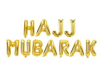 Hajj Mubarak Foil Balloons - Gold Balloon Set Decorations Hajj Balloons Kaaba Decor Hajj Gift and Hajj Mubarak Decor Hajj Duas for Hajj Card
