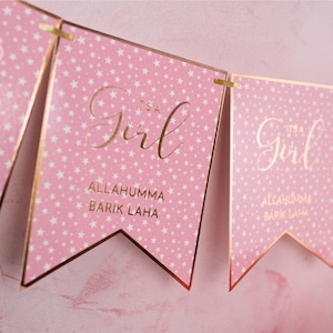 Baby Girl Banner - Party New Baby Bunting Decor Set New Baby Gift New Muslim Baby Shower Gift Aqeeqah Decor New Baby Girl Aqiqah Decor Set