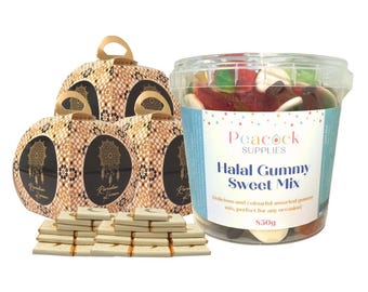 Ramadan Party Favours Bundle with Filler (10pk) - Halal Sweets and Milk Chocolate Gifts for Party Favours Party Treat Box Party Treat Boxes