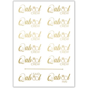 Qabool Crew & Qabool Hai Tattoo Sheet - Gold Engagement Party Nikah Party Ideas for Nikkah Decor Desi Wedding Gifts for Brides Bridal Shower