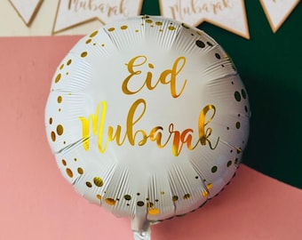 Eid Mubarak Round Foil Balloon - Cream & Gold Eid Party Balloon Set Eid Decor Eid Mubarak Islamic Decor Eid Gift Eid Foil Balloons Aid Decor