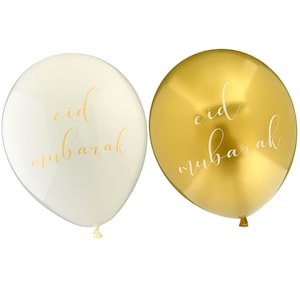 Eid Party Balloons 10pk White & Gold - Eid Party Balloons Set Eid Decorations Eid Mubarak Islamic Decor Eid Gift Eid Foil Balloons Eid Decor