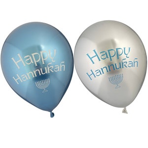 Paquet de 10 ballons de fête de Hanoucca - Bleus et argentés Décoration de Hanoucca Menorah de Hanoucca Cadeau de Hanoucca Cadeau de Hanoucca Pain challah